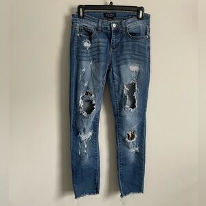 Judy Blume Distressed Leopard Print Skinny Jeans
